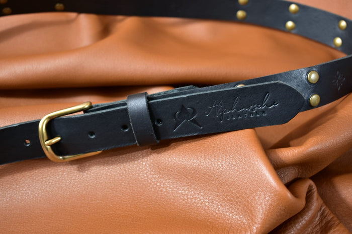 Black Studded Leather Belt