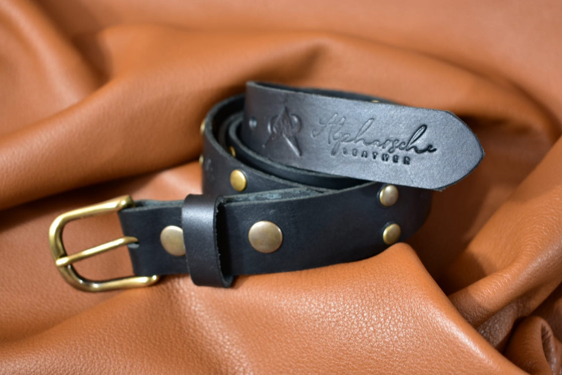 Black Studded Leather Belt