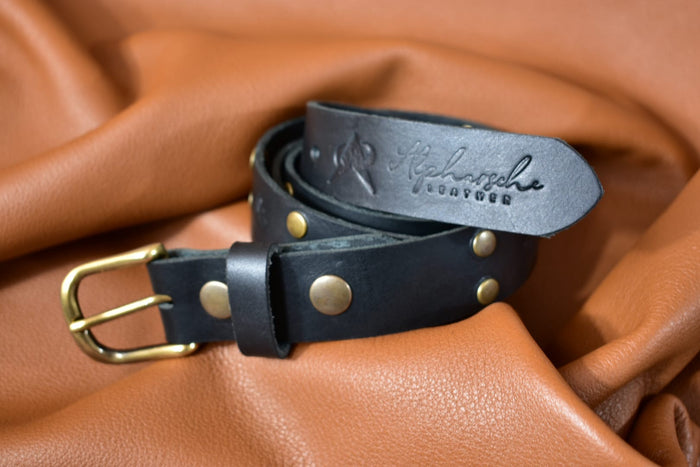Black Studded Leather Belt
