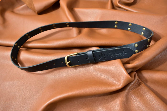 Black Studded Leather Belt