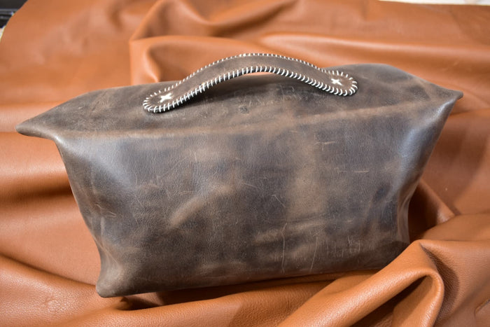 Pull-Up Dark Brown Wide-Body Clutch