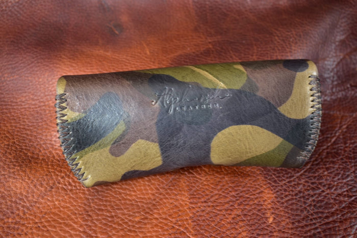 Glasses Case Handstitched - Green Camouflage
