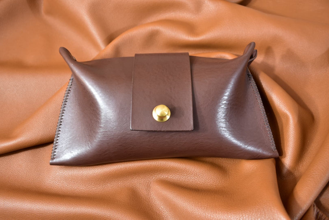 Small Dark Brown Leather Clutch