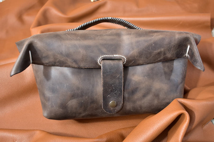 Pull-Up Dark Brown Wide-Body Clutch