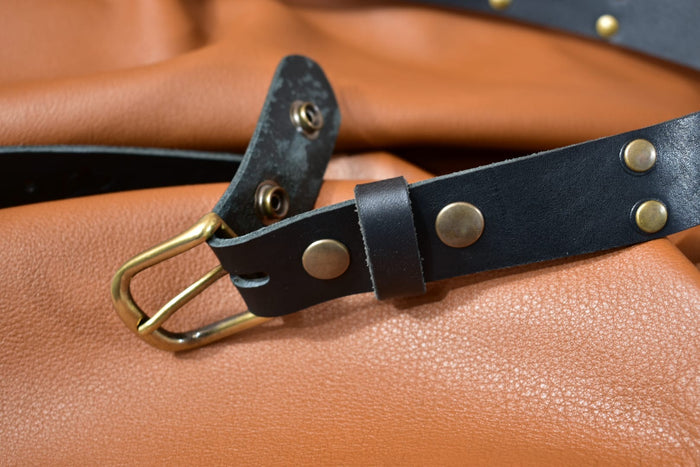 Black Studded Leather Belt