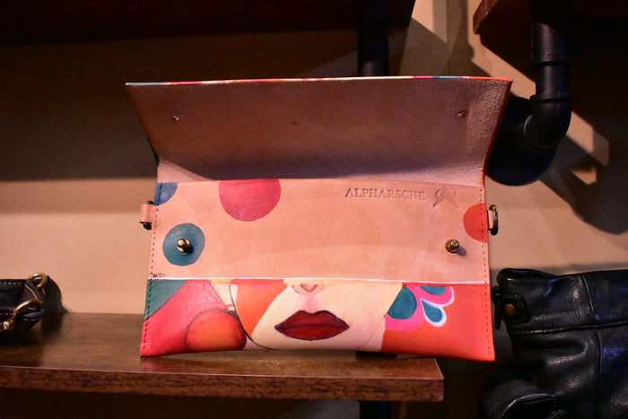 Unique Hand-Painted Cow Leather Clutch