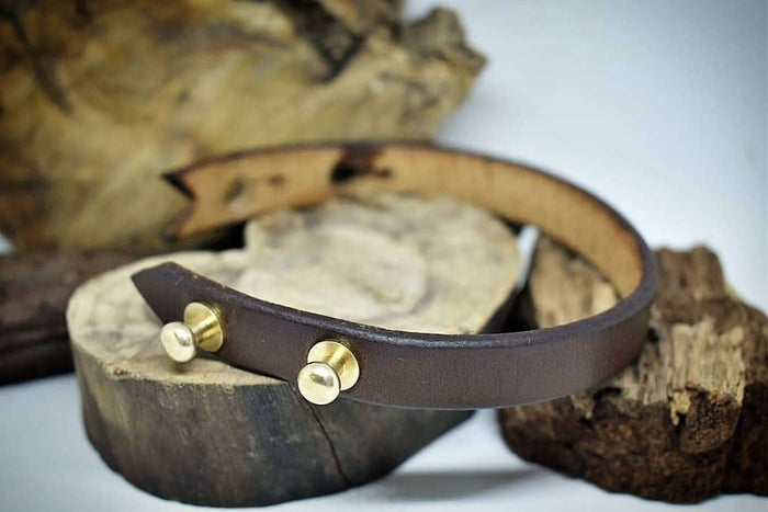 Simple Leather Bracelet with Solid Brass