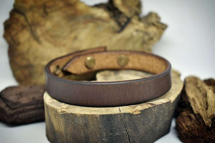 Simple Leather Bracelet with Solid Brass