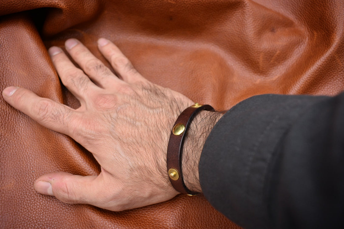 Simple Studded Leather Bracelet