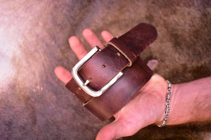 Rustic Mahogany Leather Belt