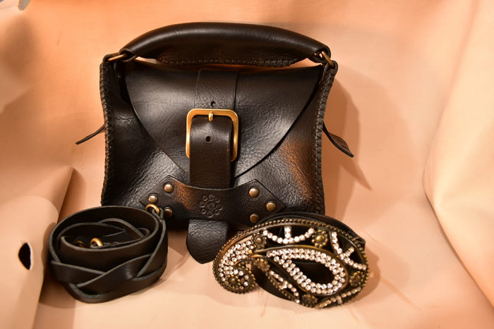 Rustic Black Top-Handle Tool Bag