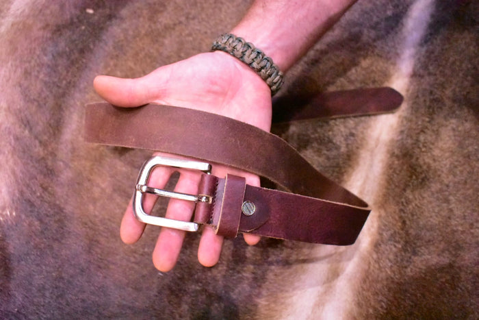 Rustic Mahogany Leather Belt