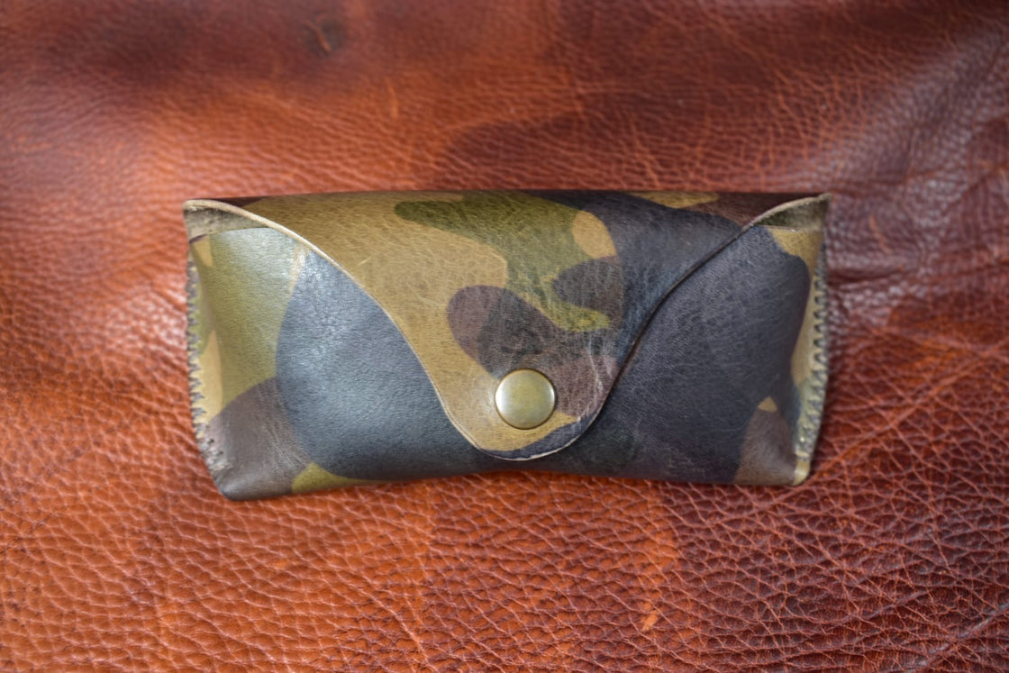 Glasses Case Handstitched - Green Camouflage