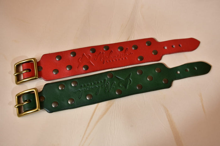 Simple Studded Cuff Bracelet w/ Buckle - Red