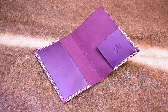 Passport Holder Handstitched - Deep Purple