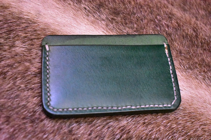 Minimal Cardholder Handstitched - Emerald Green