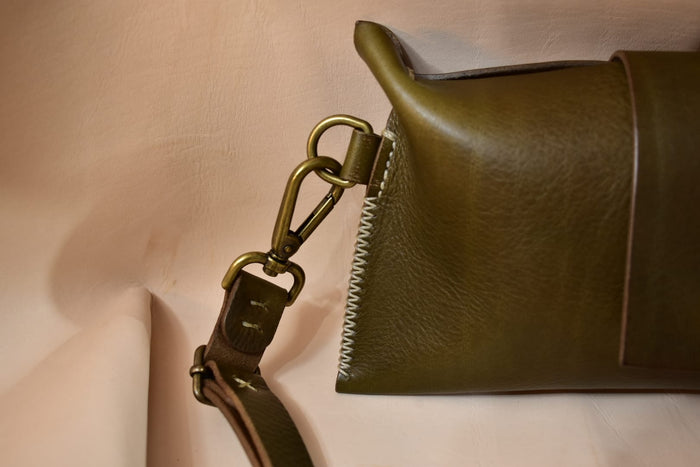 Small Olive Green Leather Crossbody