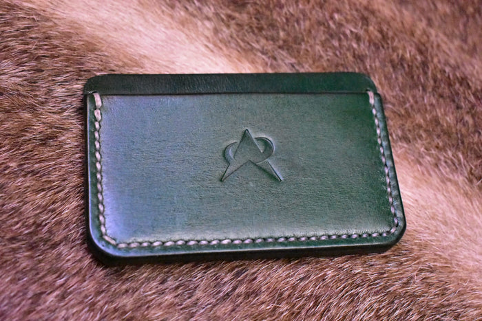 Minimal Cardholder Handstitched - Emerald Green