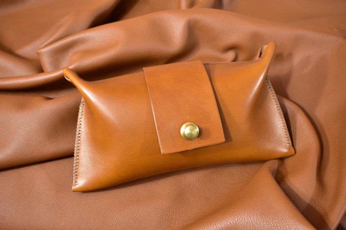 Small Light Brown Leather Clutch