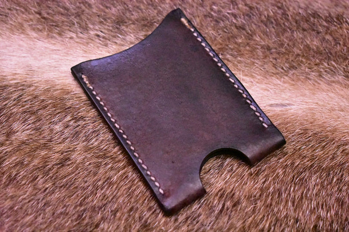 Minimal Card Sleeve Handstitched - Dark Brown