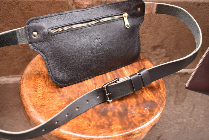 Refined Black Multi-Pocket Belt Bag