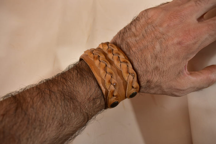 Double Braid Wide Cuff Bracelet