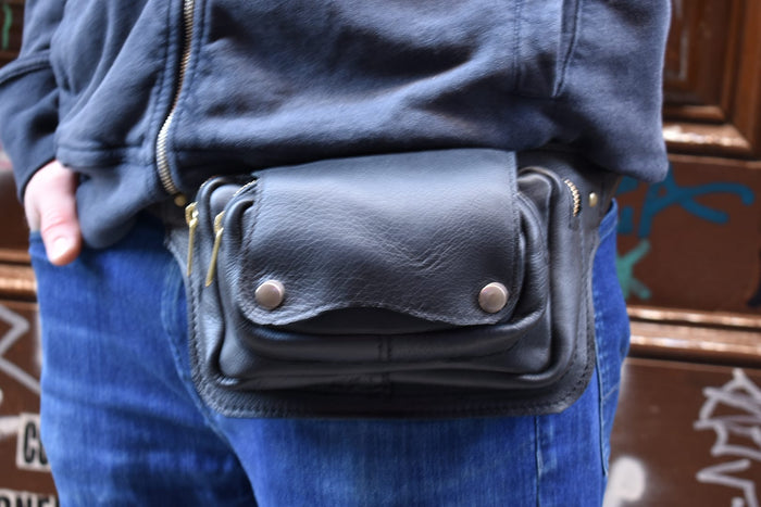 Refined Black Multi-Pocket Belt Bag