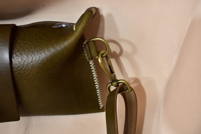 Small Olive Green Leather Crossbody