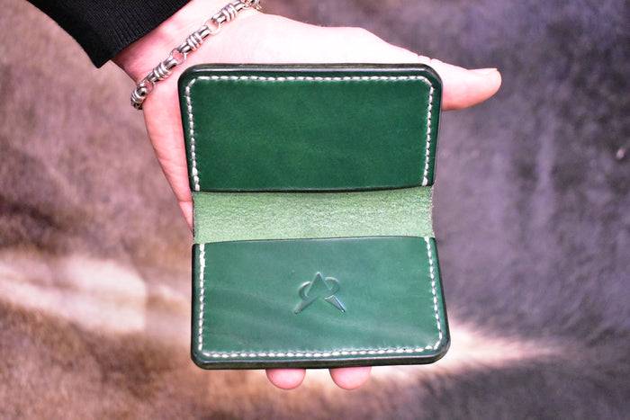 Minimal Wallet Handstitched - Emerald Green