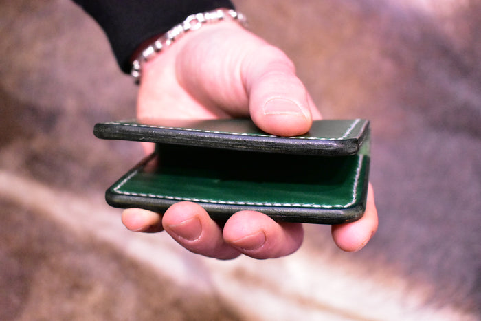 Minimal Wallet Handstitched - Emerald Green