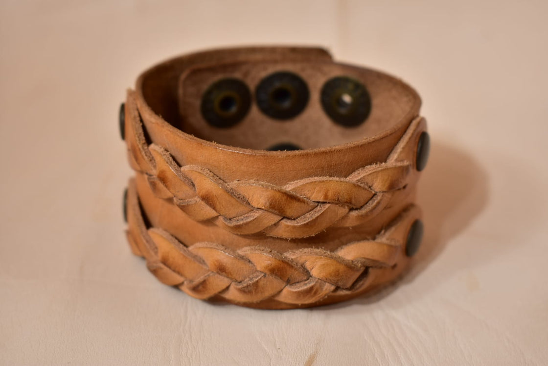 Double Braid Wide Cuff Bracelet