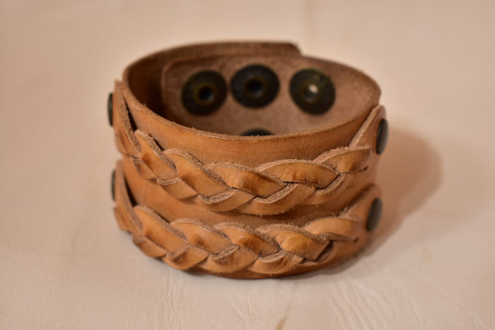 Double Braid Wide Cuff Bracelet