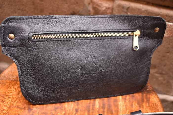 Refined Black Multi-Pocket Belt Bag