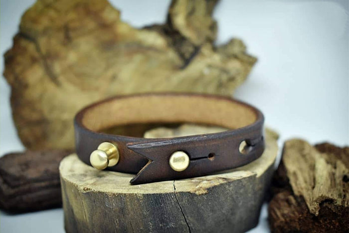 Simple Leather Bracelet with Solid Brass